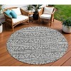 Charcoal Gray And Ivory Geometric Washable Indoor Outdoor Area Rug - 2 of 4