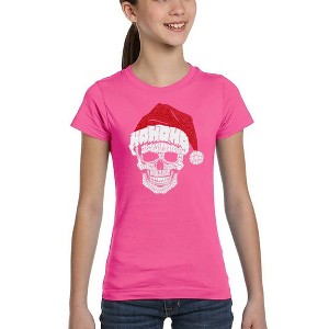 LA Pop Art Santa Skull - Girl's Word Art T-Shirt - 1 of 4