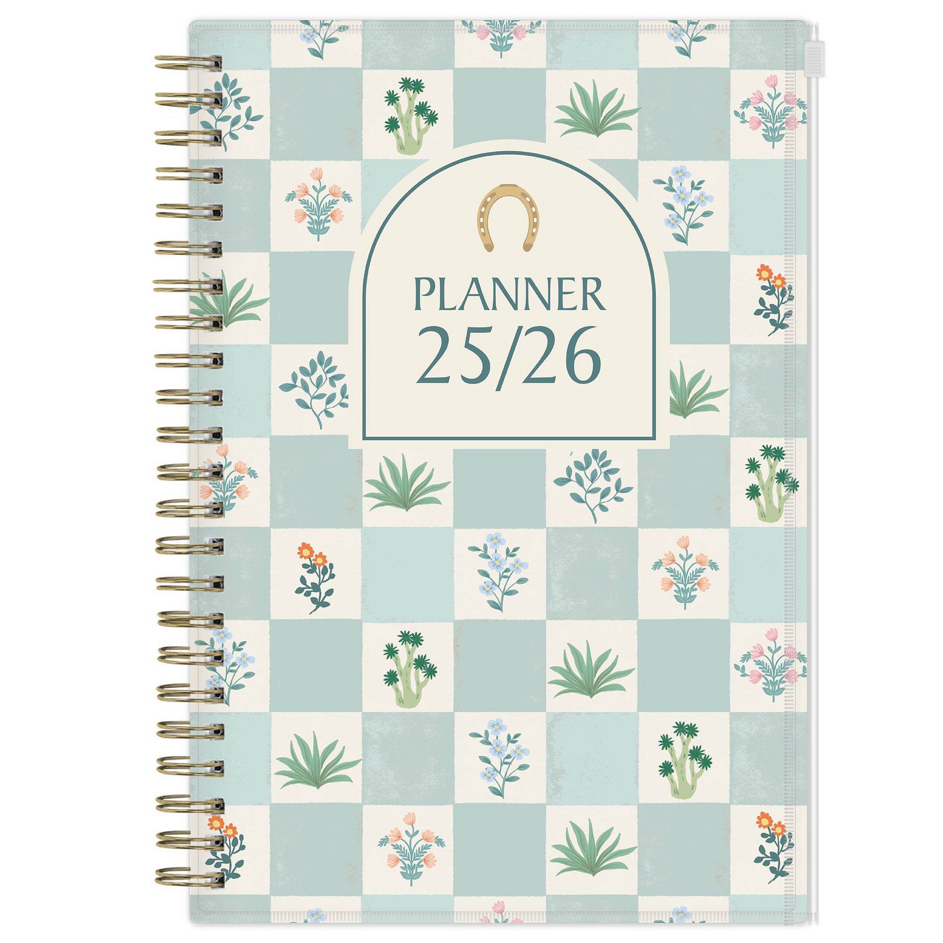 Blue Sky 5"x8" 2025-2026 Weekly/Monthly Zip Pouch Wirebound Planner Printed Plants Regalia