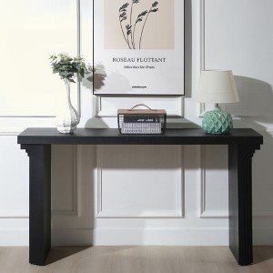 KIGFTSOD 58in Modern Minimalist Black Wooden Console Table - Versatile Decorative Accent for Entryway, Living Room, Hallway - 1 of 4