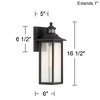 John Timberland Mission Outdoor Wall Light Fixture Black Dusk to Dawn Motion Sensor 16 1/2" Seeded Glass for Exterior House Porch - 4 of 4