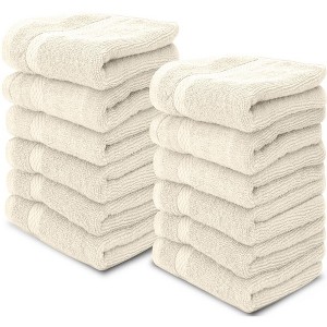 White Classic Luxury 100% Cotton Washcloths Set of 12 - 13x13" - 1 of 4