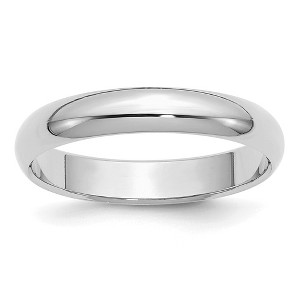 Black Bow Jewelry 4mm Rhodium Plated Sterling Silver Half Round Standard Fit Band - 1 of 4