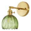 POWLIG 9.36-in 1-Light Green Gold Vintage Floral Glass Armed Wall Sconce with Tulip Glass Shade - 2 of 4