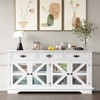 63" White Farmhouse Buffet Cabinet w/ 3 Drawers, 4 Mesh Barn Doors, Adjustable Shelves, Wood Sideboard for Kitchen & Living Room - 2 of 4