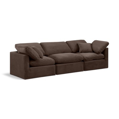Meridian Furniture,Indulge Brown Velvet Modular Sofa