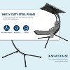Outdoor Hanging Curved Steel Chaise Lounge Chair Curved Steel Hammock Lounger Chairs Swing with Pillow and Removable Canopy - 3 of 4