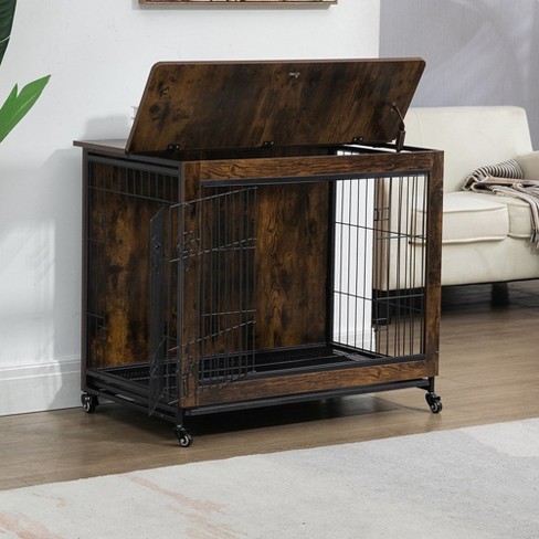 38 Inch Wooden Dog Crate Furniture Heavy Duty Dog Kennel With Double Doors pet Cage House With Removable Tray Dog Cage End Table For Dogs Brown Target