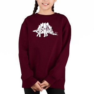 LA Pop Art Stegosaurus - Girl's Word Art Crewneck Sweatshirt - 1 of 3
