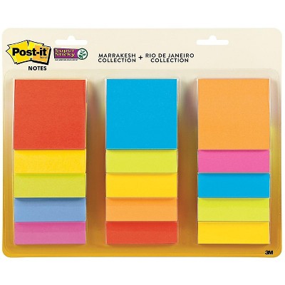 Post-it Super Sticky Notes 3" x 3" Marrakesh and Rio de Janeiro Collections 168224