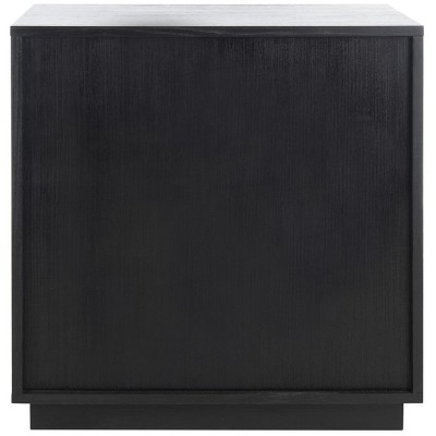 Black Geometric 2-Drawer Solid Wood Nightstand
