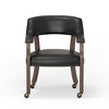 Gorman Dining and Game Chair, Walnut Finish, Saddle Faux Leather Upholstery, Rolling Casters-- Frevyn - 2 of 4