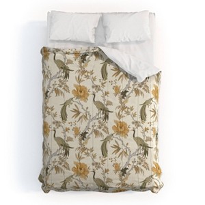 Deny Designs 3pc Full/Queen Iveta Abolina Peacock Garden Cream Comforter and Sham Set - 1 of 4