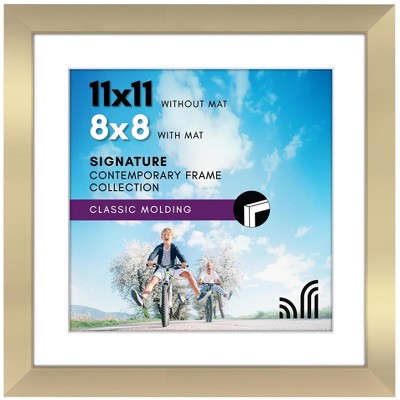 Americanflat 11x11 Picture Frame in Gold - Displays 8x8 With Mat and 11x11 Without Mat - Composite Wood with Shatter Resistant Glass