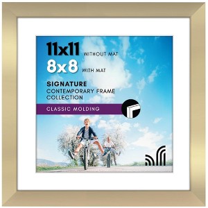 Americanflat 11x11 Picture Frame in Gold - Displays 8x8 With Mat and 11x11 Without Mat - Composite Wood with Shatter Resistant Glass - 1 of 4