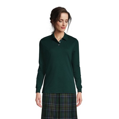 Lands' End School Uniform Women's Long Sleeve Interlock Polo Shirt