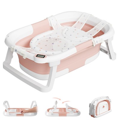 TUMAJUP Collapsible Baby Bathtub for Infants and Toddlers with Bath Net and Thermometer