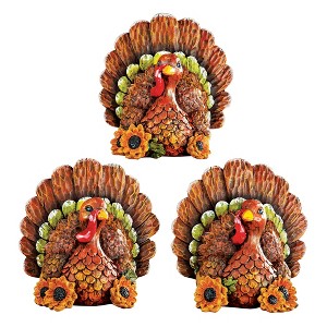 Collections Etc Hand-Painted Harvest Turkey Figurines - Set of 3 4 X 2.5 X 4 Brown - 1 of 2