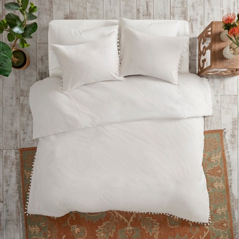 3pc Full/queen Sula Cotton Duvet Cover Set White : Target