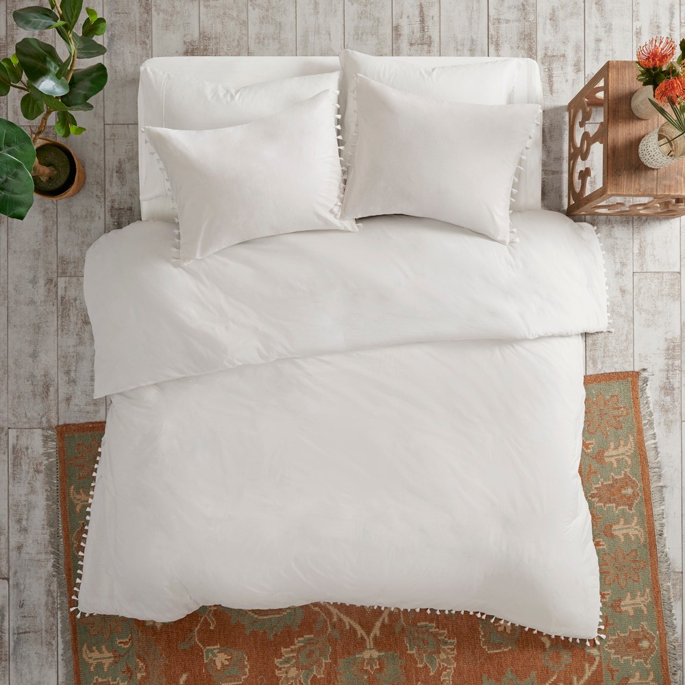 Photos - Bed Linen 3pc Full/Queen Sula Cotton Duvet Cover Set White