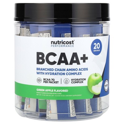 Nutricost Performance, BCAA+, Green Apple, 20 Packets, 0.5 oz (13 g) Each