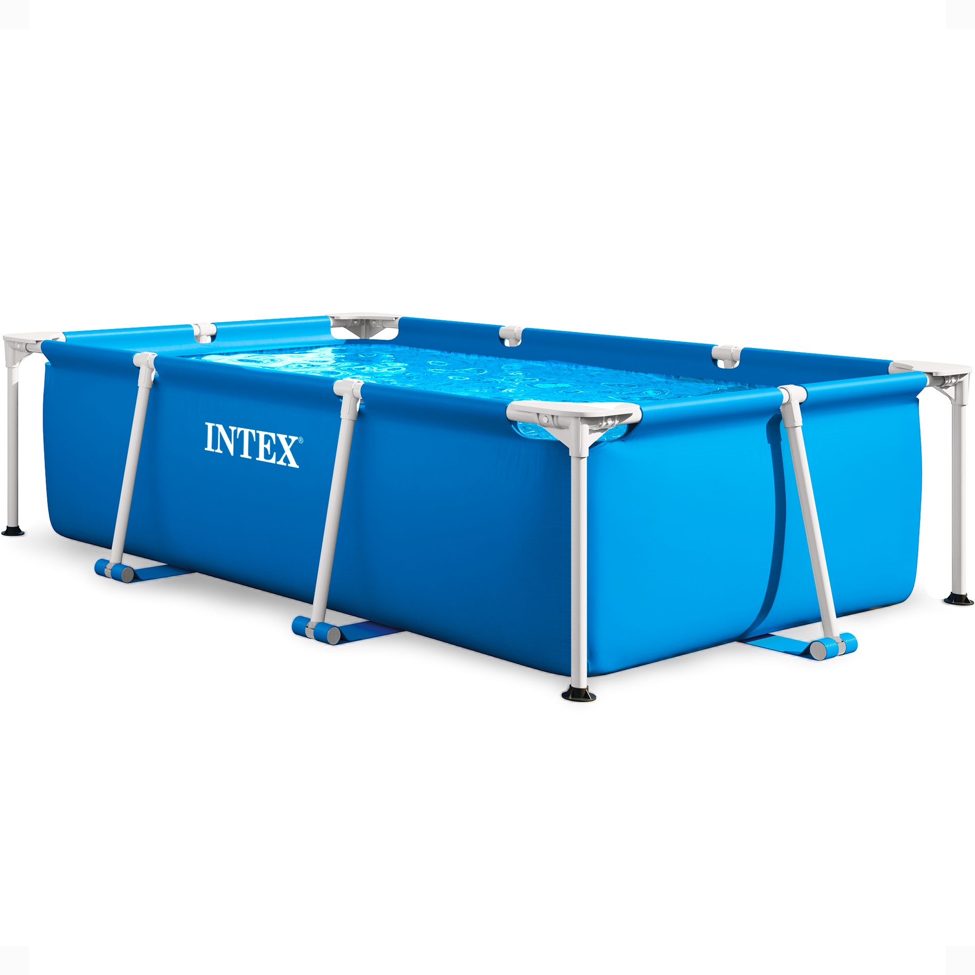 Intex 86" x 23" Rectangular Frame Above Ground Outdoor Home Backyard Splash Swimming Pool with Flow Control Valve for Draining