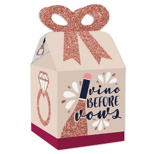 Big Dot of Happiness Vino Before Vows - Square Favor Gift Boxes - Winery Bridal Shower or Bachelorette Party Bow Boxes - Set of 12 - 1 of 4