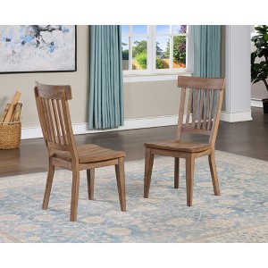 Pine and Rubberwood Solids Rustic Side Chair (Set of 2) with Shaped Wood Seat, Saw Rasping and Distressing, and Driftwood Finish - 1 of 4