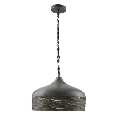 Starlit Sky Grey Iron Dome Pendant with Brass Detailing