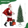 COZONY Pre-Lit Artificial Pencil Christmas Tree with Colorful LED Lights, Slim Hinged Xmas Tree for Small Spaces, Easy Assembly & Metal Stand Green - 2 of 4
