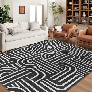 Modern Area Rug for Living Room, Vintage Low Pile Floor Rug with Non Slip Backing, Washable Stain Resistant Carpet for Dorm Office - 1 of 4