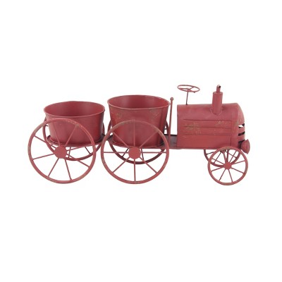 10" Rustic Iron Train Novelty Planter Red - Olivia & May