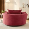 360° Swivel Sofa Chair - Corduroy Accent Barrel Chair with Dual-Layer Cushion & 3 Pillows - ModernLuxe - 4 of 4