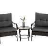 ELJGET 3-Piece Patio Furniture Set PE Wicker Conversation Bistro Set with Tempered Glass Table - 3 of 4