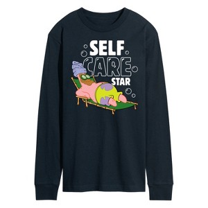 Men's - SpongeBob SquarePants - Self Care Star Long Sleeve Graphic T-Shirt - 1 of 4