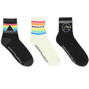 Pink Floyd Women's Dark Side Of The Moon Rainbow 3-Pack Quarter Crew Socks - 1 of 4