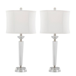 LumiSource (Set of 2) Diamond Torch 25.75" Contemporary Crystal Table Lamps with Off-White Shade and Polished Nickel from Grandview Gallery - 1 of 4