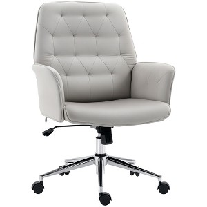 Velvet Home Office Chair, Tufted Height Adjustable Computer Desk Chair with Swivel Wheels and Padded Armrests - 1 of 4