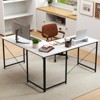 Tangkula L-Shaped Computer Desk with Power Outlets 95” Long 2-Person Desk with Monitor Shelf Modern Corner Desk Gaming Table with USB Ports White - 4 of 4