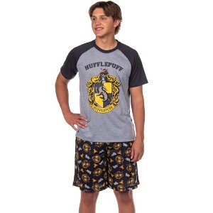 Harry Potter Hogwarts Men's Short Sleeve Shirt And Short PJ Pajama Set - 1 of 4