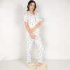 Anna-Kaci Lounge Women's Red Heart Print Pajama Set with Short Sleeve Button-Up Top and Relaxed Fit Elastic Waist Pants - 3 of 4