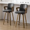 Bekrvio 26" Swivel Counter Height Bar Stools Set of 1/2/3/4,Faux Leather Upholstered Bar Chairs with Back & Arm for Kitchen Island,Black - 3 of 4