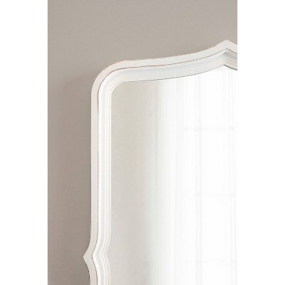 White Scalloped Rectangular Wood Wall Mirror
