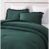 Evo Bytes Washed Microfiber Ruffled Comforter Set Soft Lightweight Bedding-Queen Comforter&2 Standard Shams-Green - 2 of 4