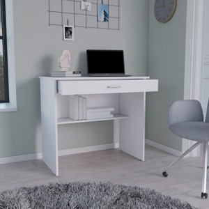 INFURNIC Desks Storage Desk with Drawer and Shelf for Organized Workspace and Stylish Design Easy to Assemble, White, 19.6"*3.15"*29" - 1 of 4
