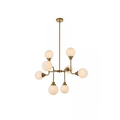 Elegant Lighting Hanson 8 lights pendant in brass with frosted shade