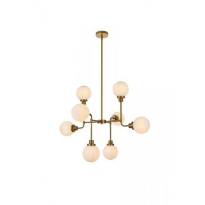 Elegant Lighting Hanson 8 lights pendant in brass with frosted shade - 1 of 4