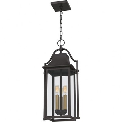 Western Bronze Glass 3-Light Outdoor Hanging Lantern