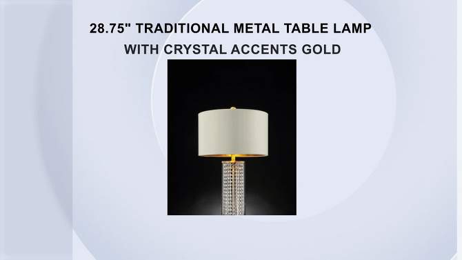 28.75&#34; Traditional Metal Table Lamp with Crystal Accents Gold - Ore International, 2 of 6, play video
