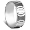 Pompeii3 Mens 8mm Wide 10k White Gold Hand Carved Black & White Gold Wedding Band - 2 of 4